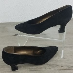 Stuart Weitzman black suede vintage leather heels